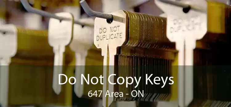 Do Not Copy Keys 647 Area - ON